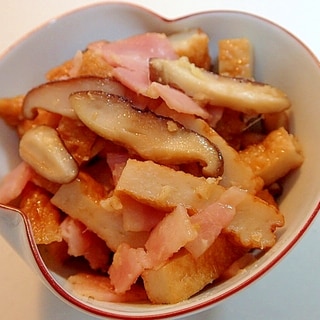 ❤生椎茸と丸天とベーコンの塩麹生姜炒め❤